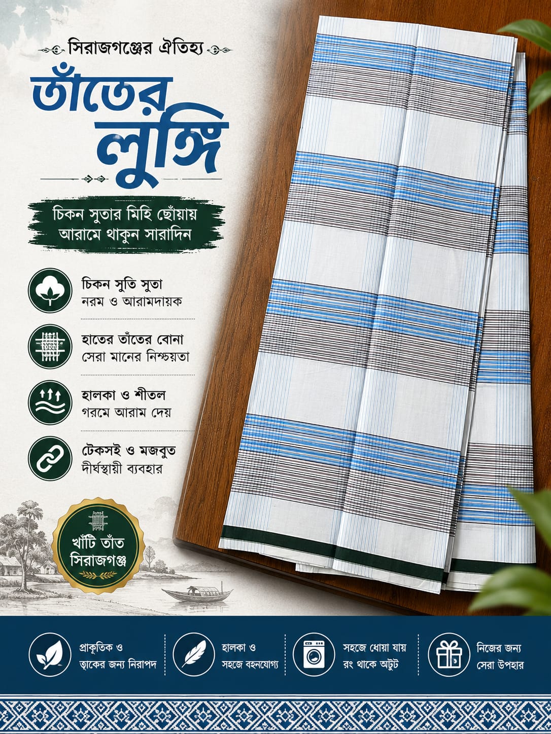 সিরাজগঞ্জের চিকন সুতার হাতের তৈরী তাঁতের লঈী